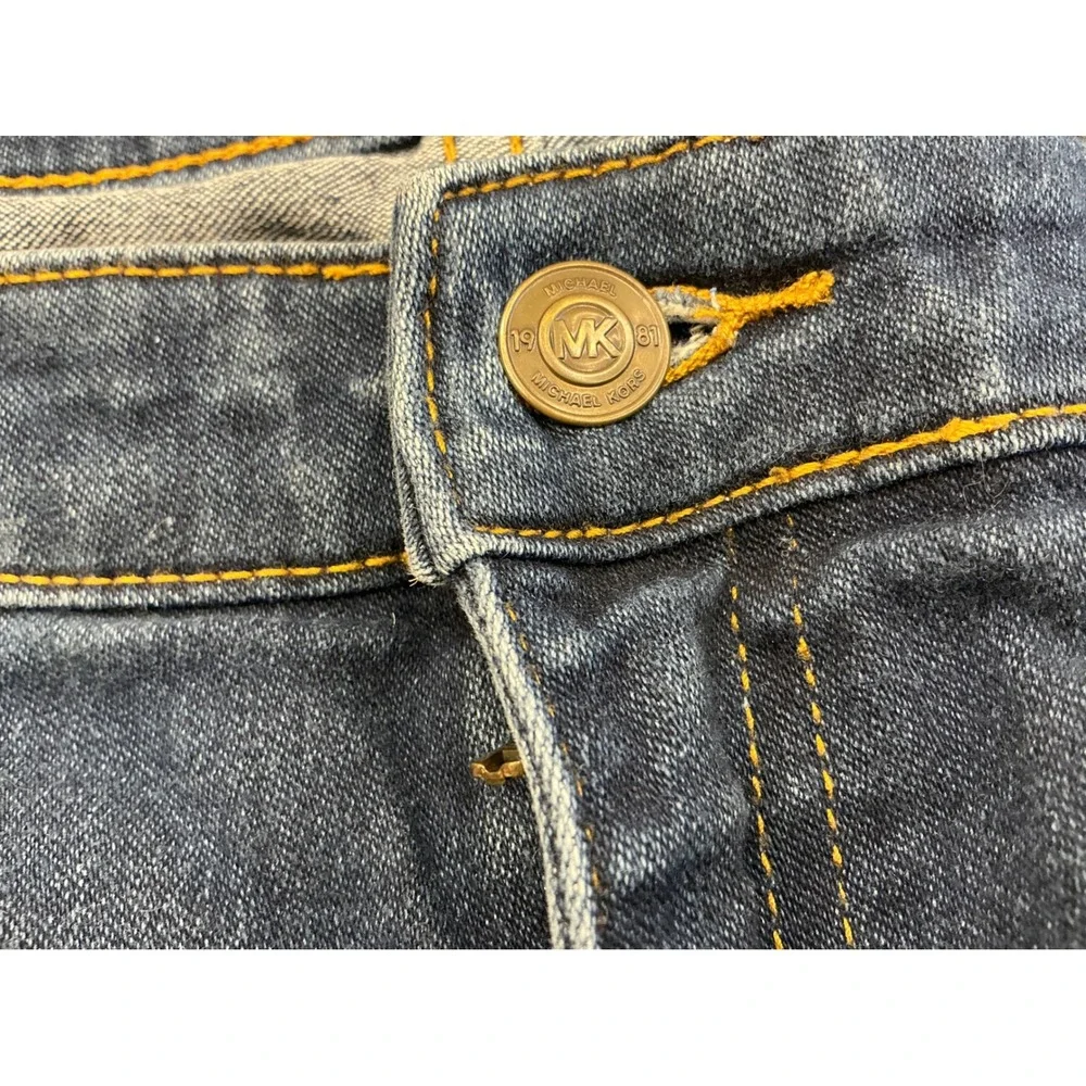 Michael Kors Denim Shorts Dark‎ Wash Gold Logo Size 6 Casual Summer Classic